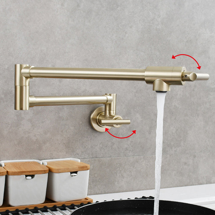 Single Hole Wall Mounted 2 Handles Fold Kitchen Faucets