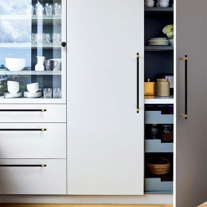 Modern Brass Cabinet Pulls Black & Gold Drawer Kitchen Cupboard Handles