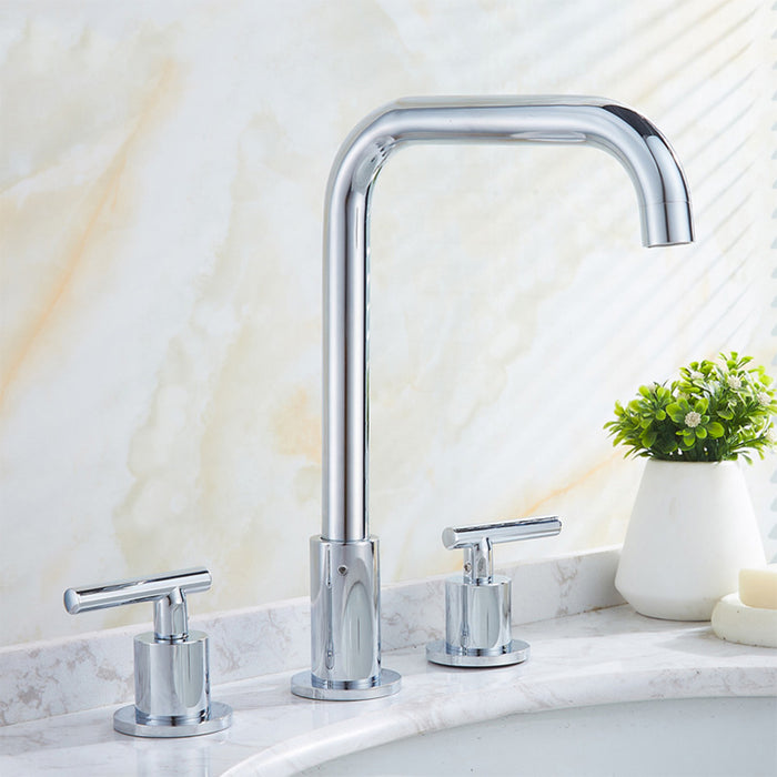 Dual Lever Brass Bathroom Sink Faucets