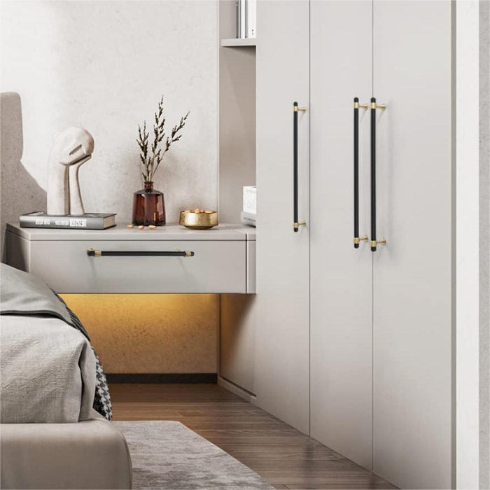 Modern Brass Cabinet Pulls Black & Gold Drawer Kitchen Cupboard Handles