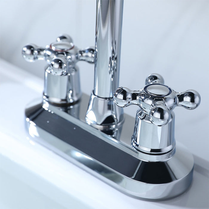 Modern 2-handle Silver Centerset Bathroom Sink Faucet