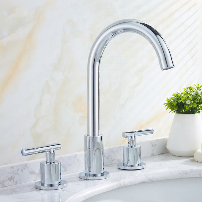 Lever Handle Brass Widespread Bathroom Sink Faucets