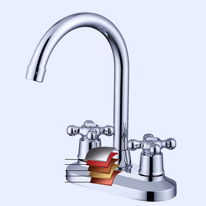 Modern 2-handle Silver Centerset Bathroom Sink Faucet