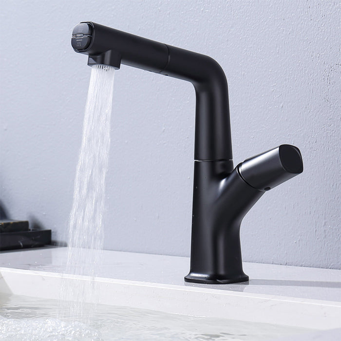 Height-adjustable Pull-out Single-hole Bathroom Faucet