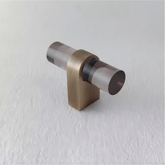 Modern Acrylic and Brass Drawer Pulls Cabinet Handles