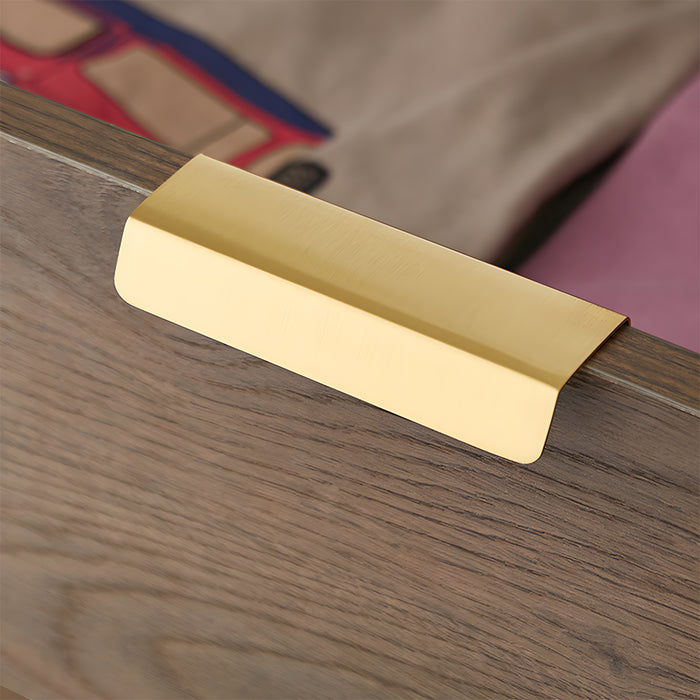 Modern Simple Embedded Brass Gold Edge Pulls