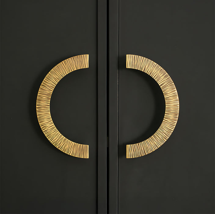 Retro Brass Semi Circle Textured Cabinet Handles