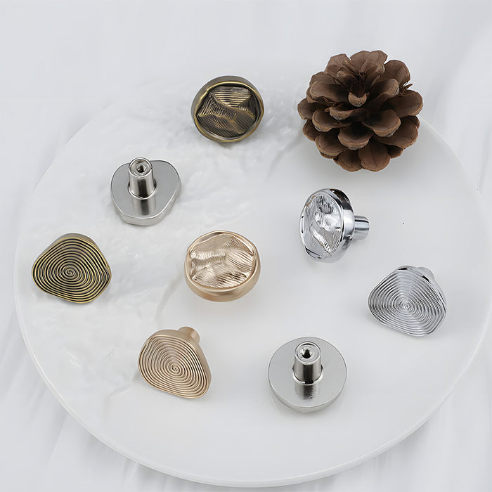 Organic Round Textured Zinc Alloy Cabinet Knobs