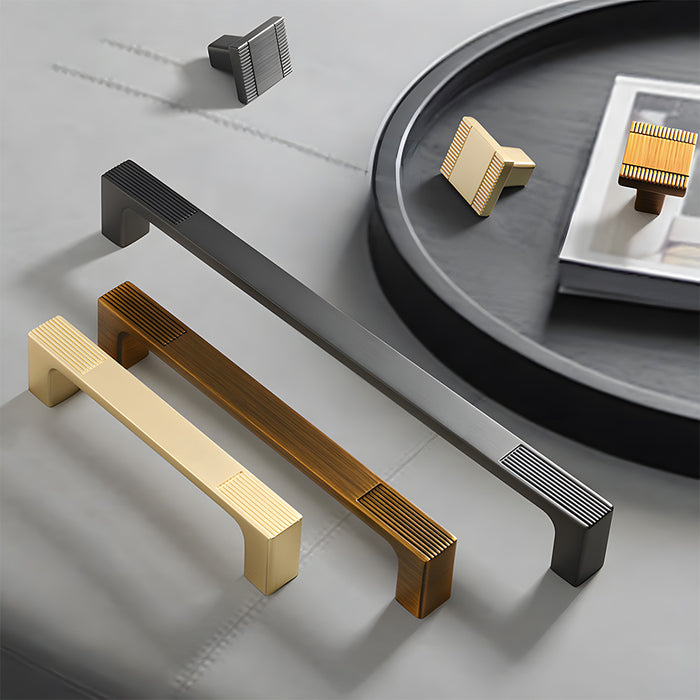 Square Textured Gold & Black Drawer Handles