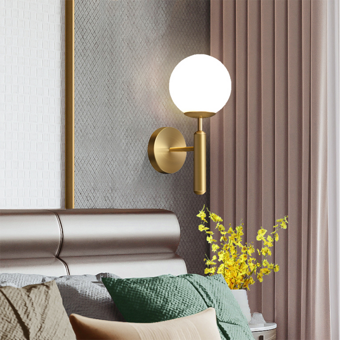 Modern Globe Glass Wall Sconce Light for Bedroom & Living Room