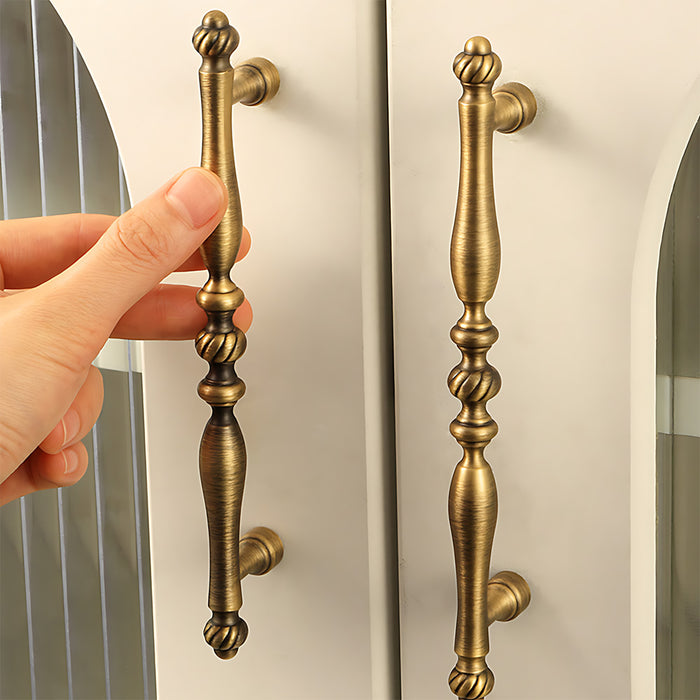 Vintage Solid Brass Spindle Cabinet Handles