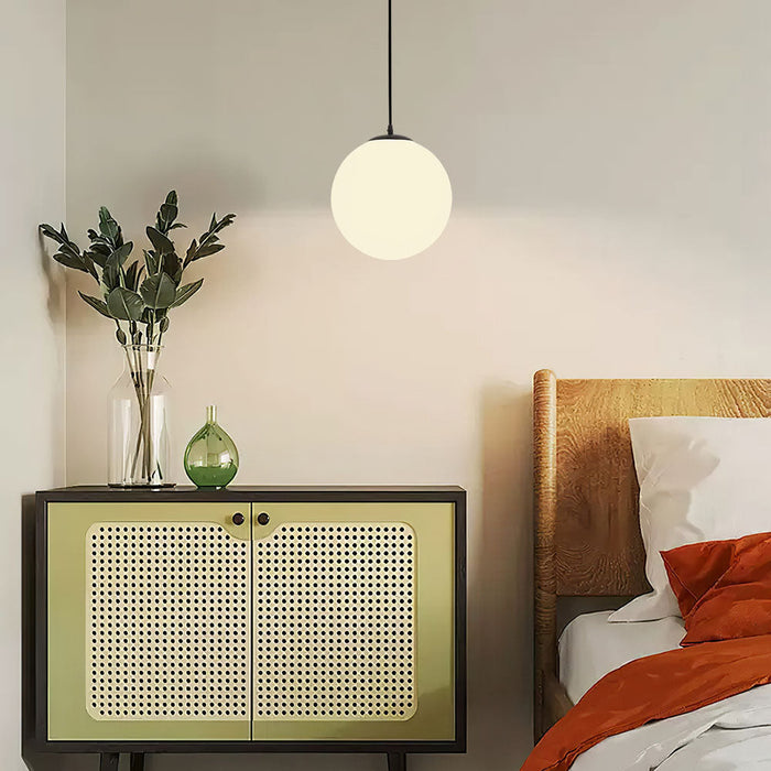 Modern White Glass Globe Pendant Light