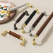 Modern Woven Leather Cabinet Pulls with Curved Zinc Alloy Base