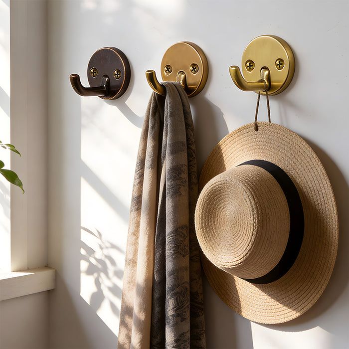 Modern Solid Brass Round Towel & Coat Hooks