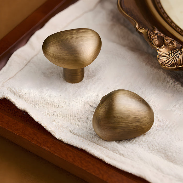 Organic Pebble Brushed Mushroom Drawer Knobs for Kitchen