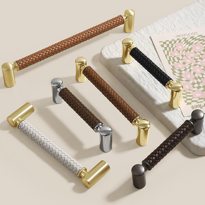 Modern Woven Leather Cabinet Pulls