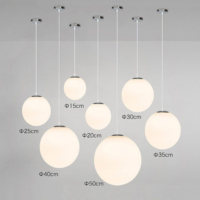 Modern White Glass Globe Pendant Light