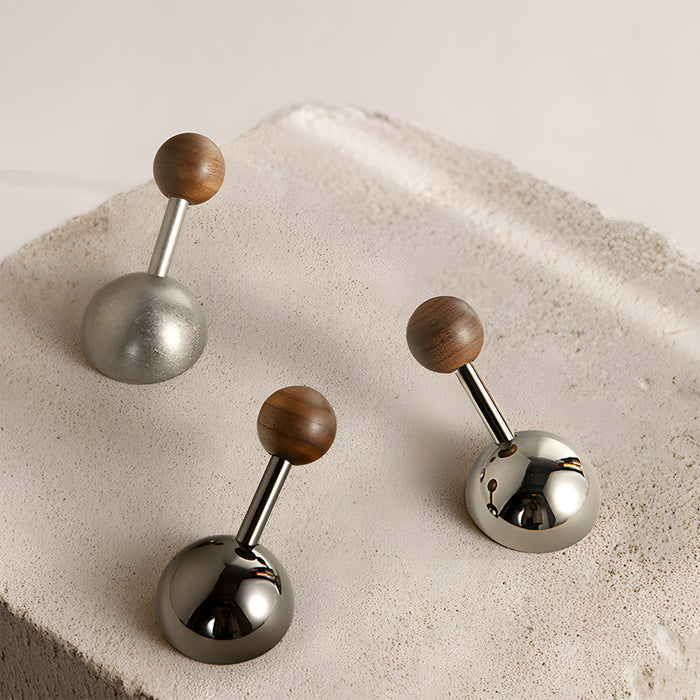 Modern Walnut & Zinc Alloy Cabinet Knobs & Wall Hooks