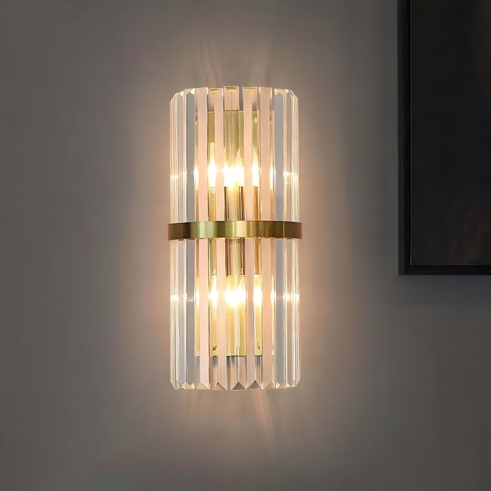 Decorative Ribbed Glass Wall Sconce for Bedroom