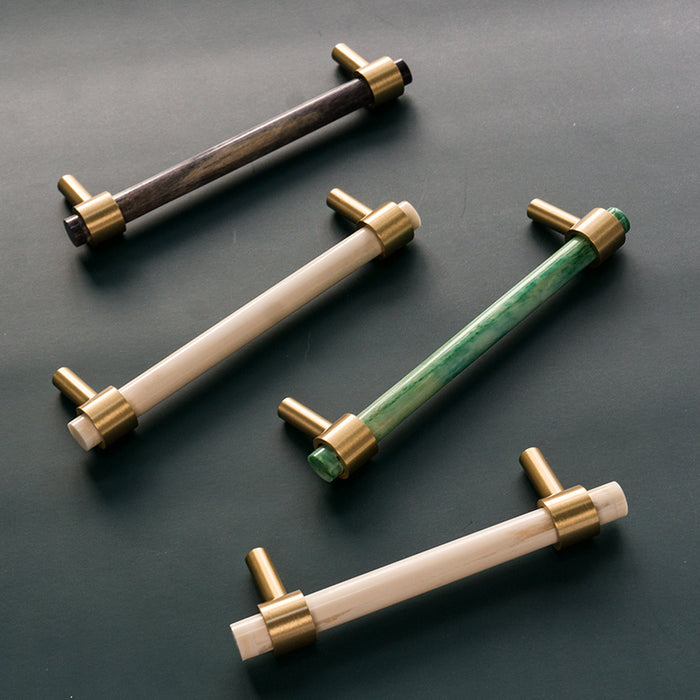 Goldenwarm Cabinet Handles Drawer Knobs Handles Nordic Bone And Horn T Bar  Brass
