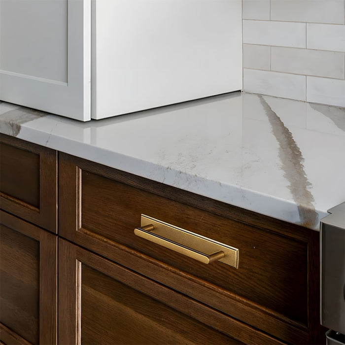 Modern Zinc Alloy Long Cabinet Pulls with Rectangle Backplate