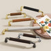 Modern Woven Leather Cabinet Pulls with Curved Zinc Alloy Base