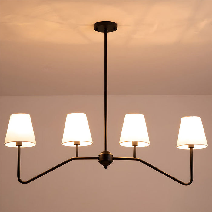 Modern Black Fabric Shade Chandelier