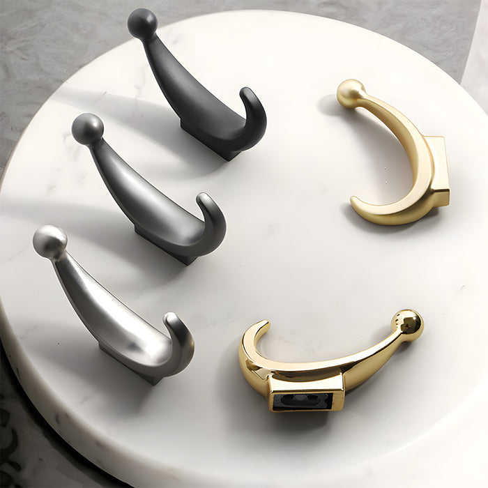 Modern Curved Zinc Alloy Dual Wall Hooks
