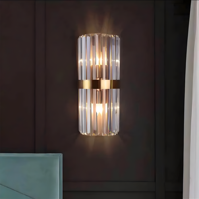 Decorative Ribbed Glass Wall Sconce for Bedroom