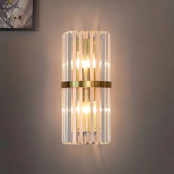 Decorative Ribbed Glass Wall Sconce for Bedroom