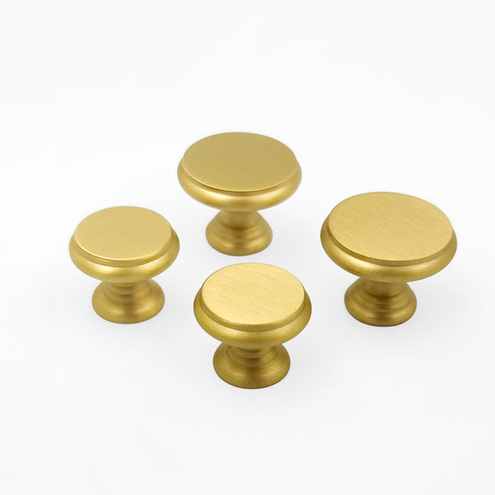 Brushed Brass Round Cabinet Knobs