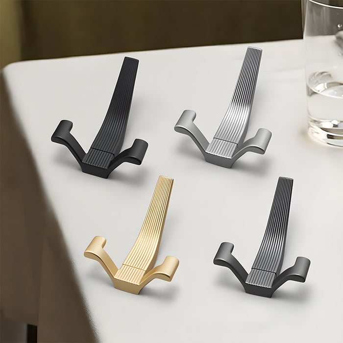 Modern Fluted Zinc Alloy Heavy Duty Double Wall Hooks