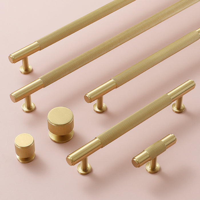 Modern Solid Brass Striped Bar Cabinet and Drawer Pulls