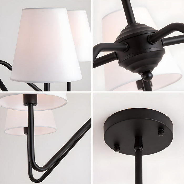 Modern Black Fabric Shade Chandelier