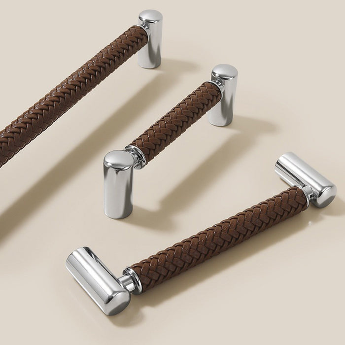 Modern Woven Leather Cabinet Pulls