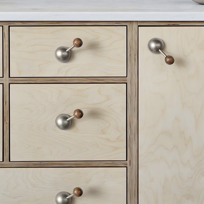Modern Walnut & Zinc Alloy Cabinet Knobs & Wall Hooks