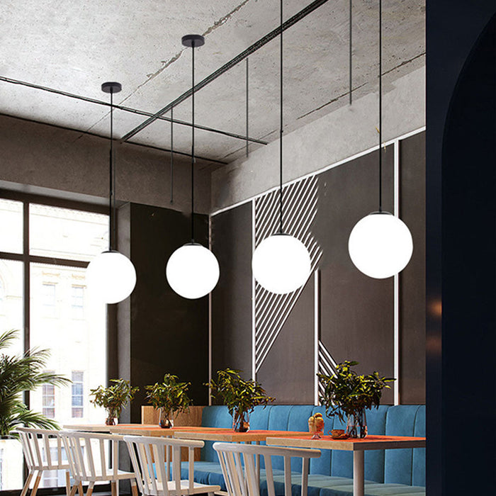 Modern White Glass Globe Pendant Light