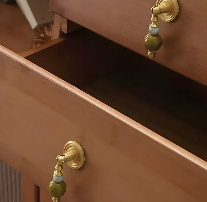 Solid Brass & Natural Stone Drop Pendant Cabinet Knobs