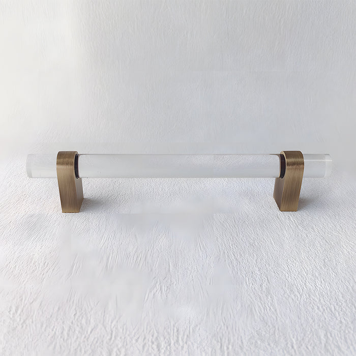 Modern Acrylic and Brass Drawer Pulls Cabinet Handles