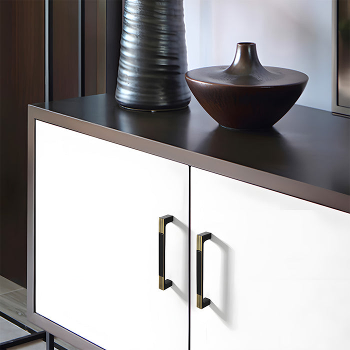 Square Textured Gold & Black Drawer Handles