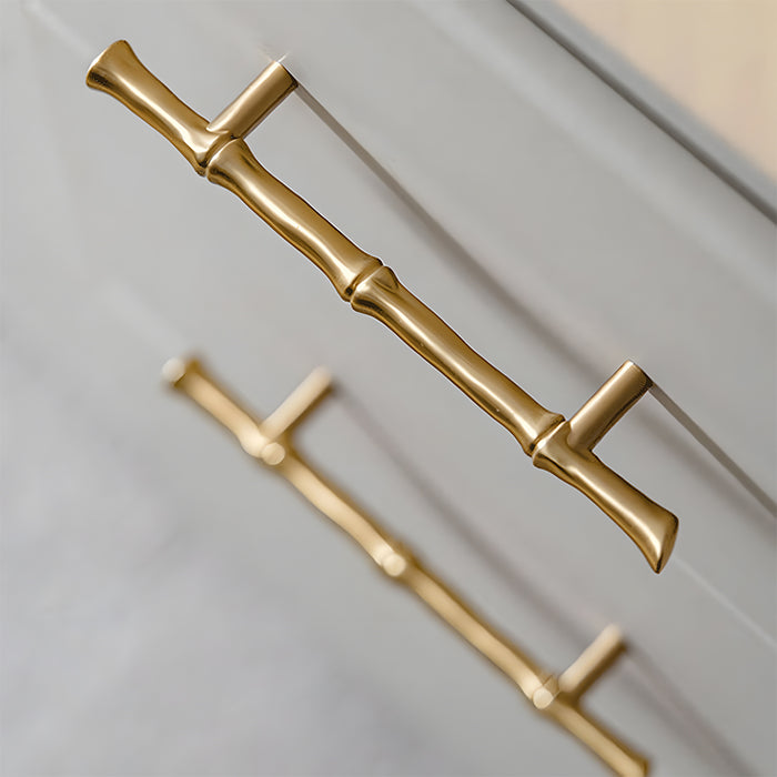 Bamboo Modern Brass Cabinet Handles