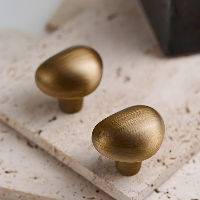 Organic Pebble Brushed Mushroom Drawer Knobs for Kitchen