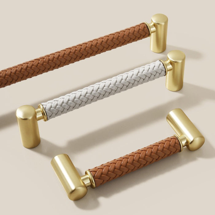 Modern Woven Leather Cabinet Pulls