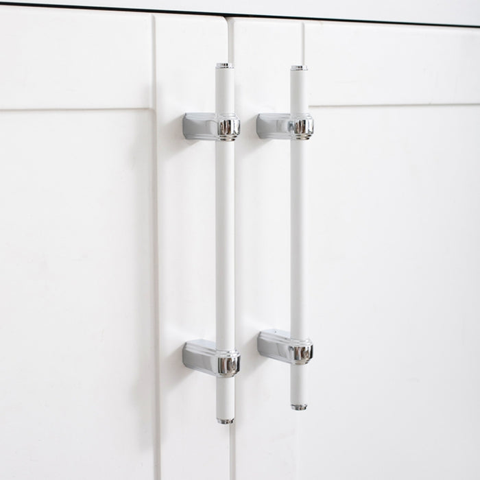 White and Chrome Furniture Hardware Handle Pull for Cabinets