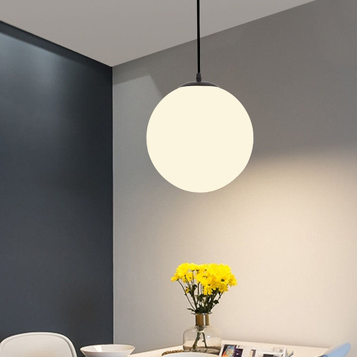 Modern White Glass Globe Pendant Light