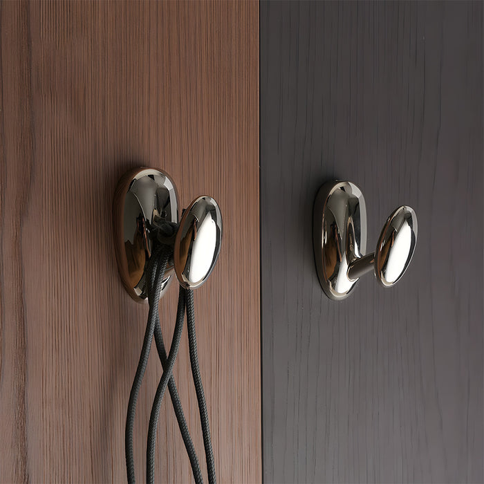Modern Solid Brass Sculptural Pebble Coat & Towel Hooks