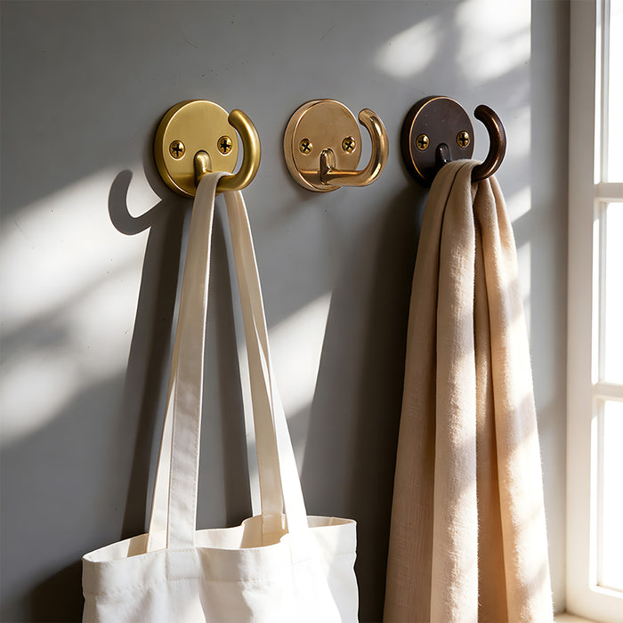 Modern Solid Brass Round Towel & Coat Hooks