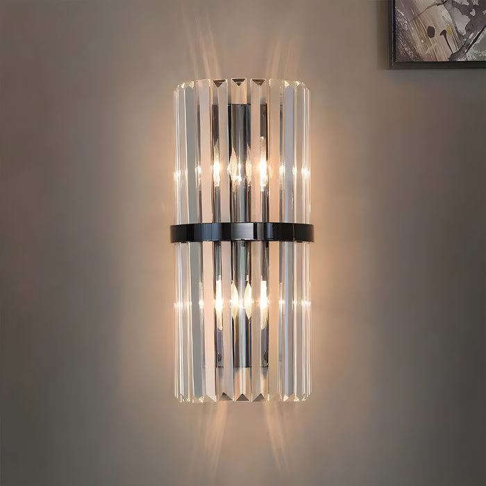 Decorative Ribbed Glass Wall Sconce for Bedroom