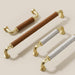 Modern Woven Leather Cabinet Pulls with Curved Zinc Alloy Base