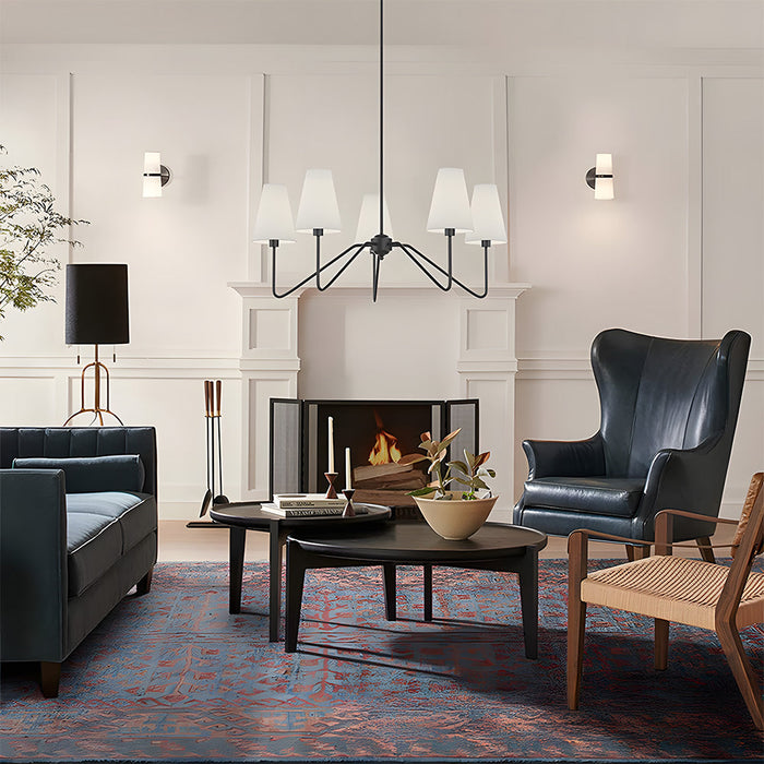 Modern Black Fabric Shade Chandelier